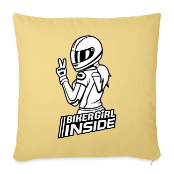 Biker Girl à l’intérieur (couleurs changeables) - Housse de coussin décorative 45 x 45 cm - jaune délavé - Devant