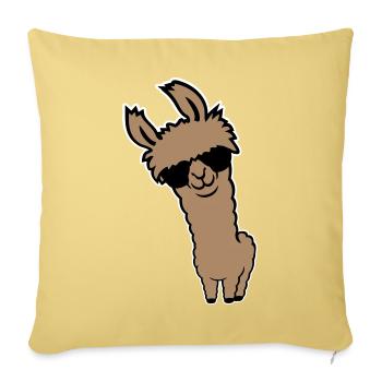 Lunettes de soleil Cool Lama Alpaga Souriant Drôle - Housse de coussin décorative 45 x 45 cm - jaune délavé - Devant
