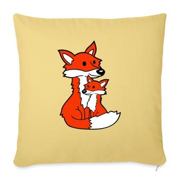 2 Foxes Mother Red Fox Little Child Father Mom - Sofa pillowcase 17,3'' x 17,3'' (45 x 45 cm) - washed yellow - Front