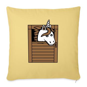 Einhorn Pferd Pferdestall Pony Pferdchen Guckt Süß - Sofakissenbezug 45 x 45 cm - Hellgelb - Vorne
