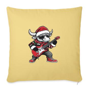 Bulle Guitare Rocker de Noël Taurus - Housse de coussin décorative 45 x 45 cm - jaune délavé - Devant