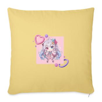 Pastel Chibi Heart Accent - Sofa pillowcase 17,3'' x 17,3'' (45 x 45 cm) - washed yellow - Front