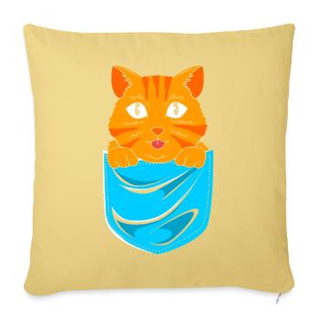 Chat tigré - Housse de coussin décorative 45 x 45 cm - jaune délavé - Devant
