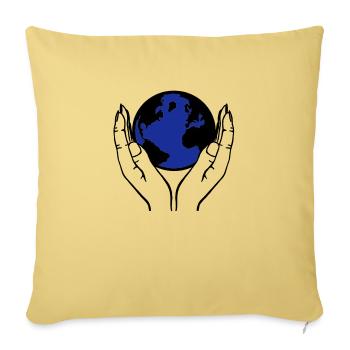 monde dans les mains - Housse de coussin décorative 45 x 45 cm - jaune délavé - Devant