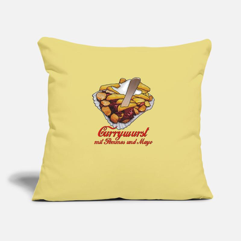 Currywurst with chips, mayo and text Sofa pillowcase 17,3'' x 17,3'' (45 x 45 cm)