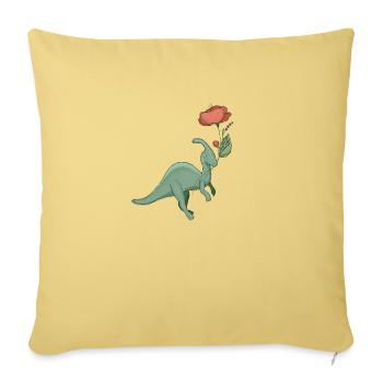 sweet dinosaur with flower - Sofa pillowcase 17,3'' x 17,3'' (45 x 45 cm) - washed yellow - Front