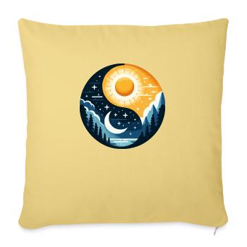 Yin Yang Soleil et Lune - Housse de coussin décorative 45 x 45 cm - jaune délavé - Devant