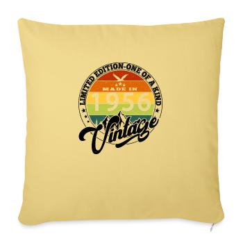 1956 Anniversaire Né en 1956 vintage Rétro. Editio - Housse de coussin décorative 45 x 45 cm - jaune délavé - Devant