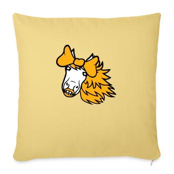 cheval mignon poney fille femelle fille cheval fille - Housse de coussin décorative 45 x 45 cm - jaune délavé - Devant