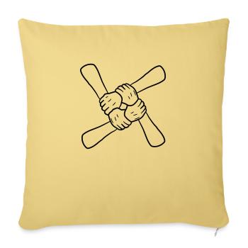 Équipe 4 amis tenant par la main l'équipage aiment la poignée de main - Housse de coussin décorative 45 x 45 cm - jaune délavé - Devant