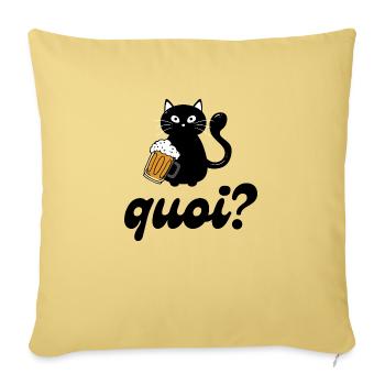 Chat buveur de bière : quoi ? - Housse de coussin décorative 45 x 45 cm - jaune délavé - Devant