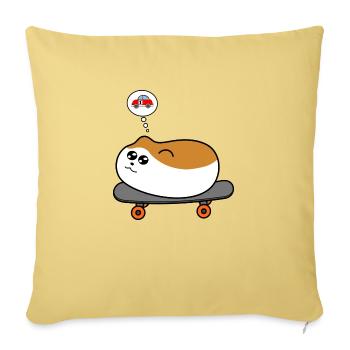 Hamster auf Skateboard - Sofakissenbezug 45 x 45 cm - Hellgelb - Vorne