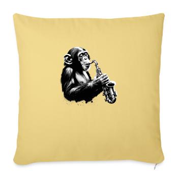 Saxophone Monkey Orchestra Street Art Banksy Style - Sofa pillowcase 17,3'' x 17,3'' (45 x 45 cm) - washed yellow - Front