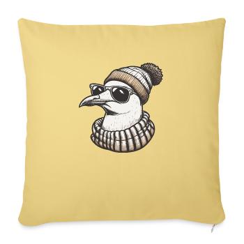 Cool seagull with sunglasses and cap - Sofa pillowcase 17,3'' x 17,3'' (45 x 45 cm) - washed yellow - Front