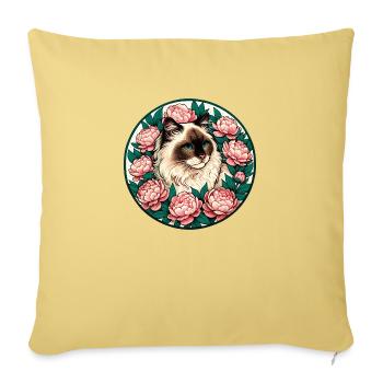 Chat de race Ragdoll - Housse de coussin décorative 45 x 45 cm - jaune délavé - Devant