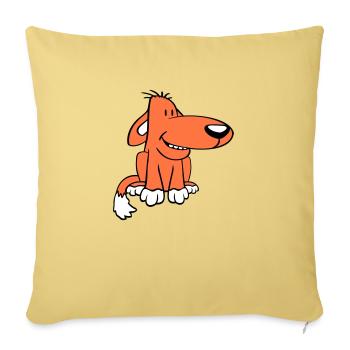 Chien Assis Mignon Drôle Heureux Comique Animal de compagnie - Housse de coussin décorative 45 x 45 cm - jaune délavé - Devant