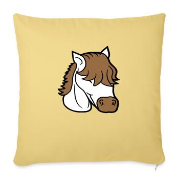 Horse Cute Long Bob Cut Hair Smiles Cute - Sofa pillowcase 17,3'' x 17,3'' (45 x 45 cm) - washed yellow - Front
