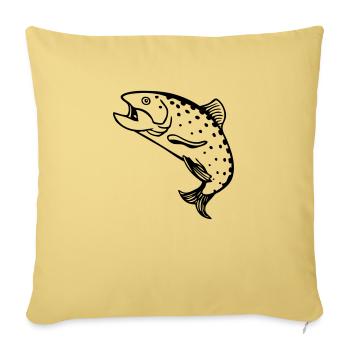 drawing fisherman trout salmon fish fishing fun - Sofa pillowcase 17,3'' x 17,3'' (45 x 45 cm) - washed yellow - Front