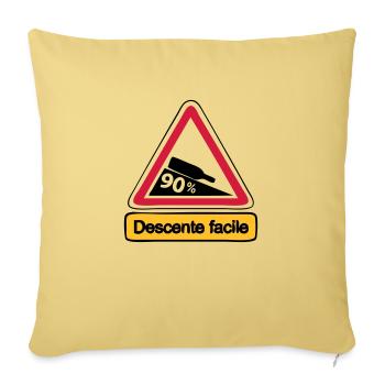 90 descente facile humour alcool - Housse de coussin décorative 45 x 45 cm - jaune délavé - Devant