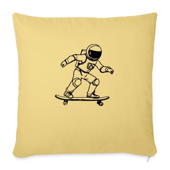 Un astronaute monte en skateboard astronautes de l’espace - Housse de coussin décorative 45 x 45 cm - jaune délavé - Devant