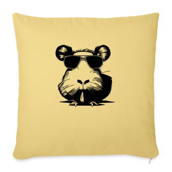 guinea pig cool sunglasses funny vector - Sofa pillowcase 17,3'' x 17,3'' (45 x 45 cm) - washed yellow - Front