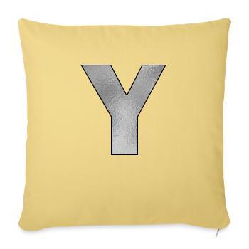 Lettre Y Argent - Housse de coussin décorative 45 x 45 cm - jaune délavé - Devant