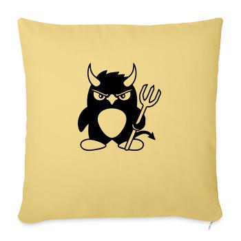 Pingouin Cornes de diable Trident Enfer Mal Satan - Housse de coussin décorative 45 x 45 cm - jaune délavé - Devant