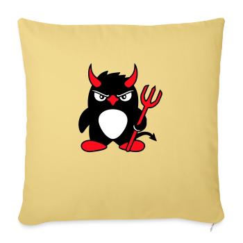 Pingouin Cornes de diable Trident Enfer Mal Satan - Housse de coussin décorative 45 x 45 cm - jaune délavé - Devant