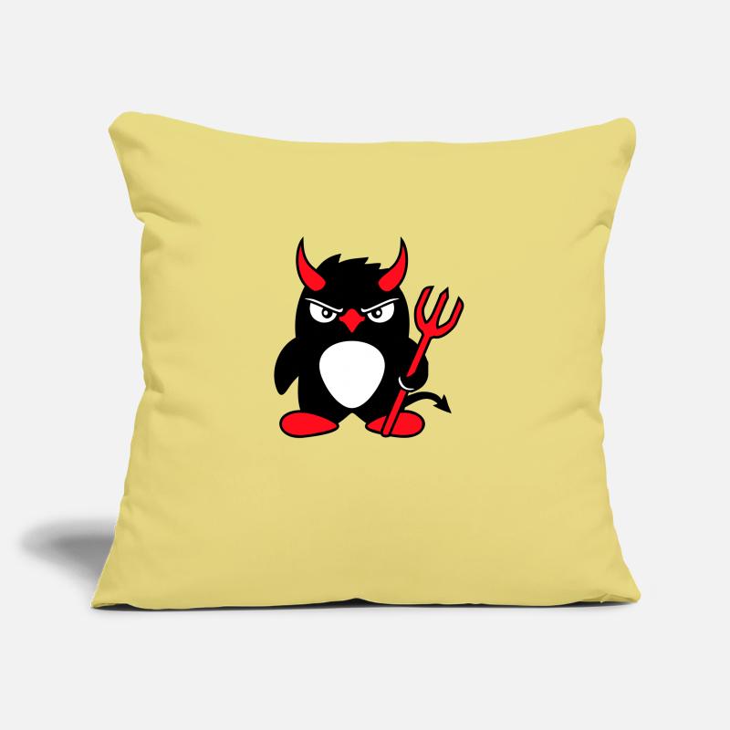 Penguin Devil Horns Trident Hell Evil Satan Sofa pillowcase 17,3'' x 17,3'' (45 x 45 cm)