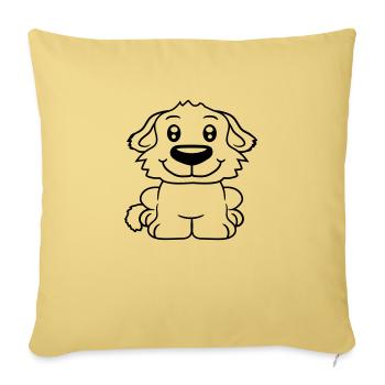 chien assis mignon petit chiot heureux animal de compagnie - Housse de coussin décorative 45 x 45 cm - jaune délavé - Devant