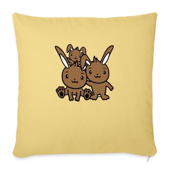 3 Lapins Famille Enfants Parents Trois Frères et sœurs Mignon - Housse de coussin décorative 45 x 45 cm - jaune délavé - Devant