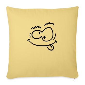 Visage souriant de fou bizarre drôle - Housse de coussin décorative 45 x 45 cm - jaune délavé - Devant