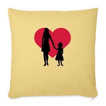 Enfant Fille Maman - Housse de coussin décorative 45 x 45 cm - jaune délavé - Devant
