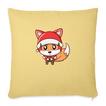 Fox Santa Claus Christmas Gift Idea - Sofa pillowcase 17,3'' x 17,3'' (45 x 45 cm) - washed yellow - Front