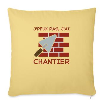 Maçon chantier - Housse de coussin décorative 45 x 45 cm - jaune délavé - Devant