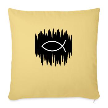 Jésus Poisson Blanc Noir Ichthys Poisson Poisson - Housse de coussin décorative 45 x 45 cm - jaune délavé - Devant
