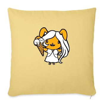 Bunny Eats Cream Waffle Cream Yummy Girl Woman - Housse de coussin décorative 45 x 45 cm - jaune délavé - Devant