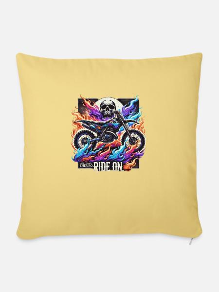 Motorrad Motocross biker bike - Sofakissenbezug 45 x 45 cm - Hellgelb
