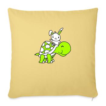 Bunny Big Giant Turtle Riding Waving Cute - Sofa pillowcase 17,3'' x 17,3'' (45 x 45 cm) - washed yellow - Front