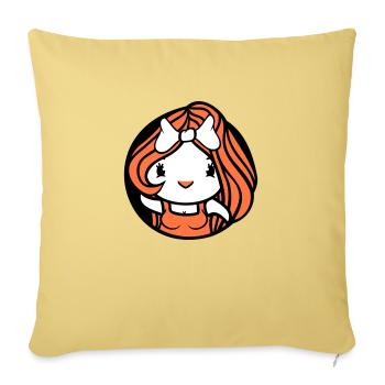 Oiseau Dame Femme Femme Jolie Robe Arc - Housse de coussin décorative 45 x 45 cm - jaune délavé - Devant