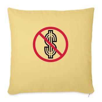 aucun signe dollar interdit symbole signe argent - Housse de coussin décorative 45 x 45 cm - jaune délavé - Devant