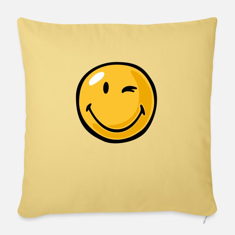 Smiley friendly - Housse de coussin décorative 45 x 45 cm - jaune délavé