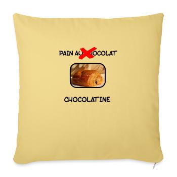 Pain au chocolat/chocolatine - Housse de coussin décorative 45 x 45 cm - jaune délavé - Devant