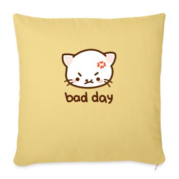 Chat acide - bad day, kawaii, cool - Housse de coussin décorative 45 x 45 cm - jaune délavé - Devant
