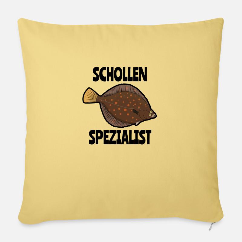 Schollen Spezialist Geschenk Angler - Sofakissenbezug 45 x 45 cm - Hellgelb