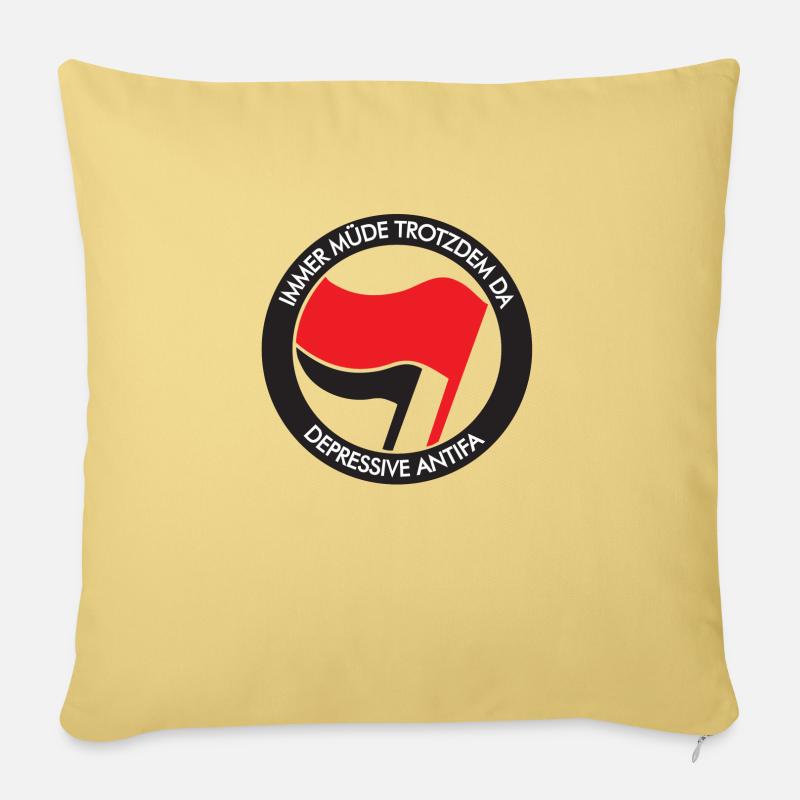 IMMER MÜDE TROTZDEM DA - DEPRESSIVE ANTIFA - Sofakissenbezug 45 x 45 cm - Hellgelb