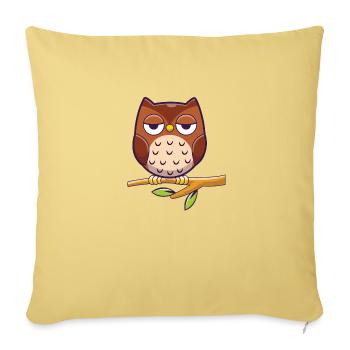 Bored Owl - bored owl sits on branch - Sofa pillowcase 17,3'' x 17,3'' (45 x 45 cm) - washed yellow - Front