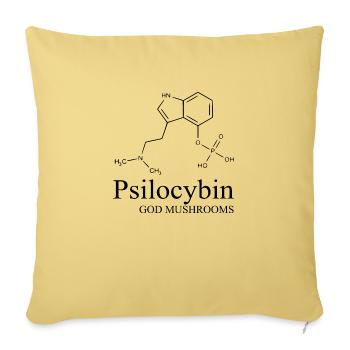 Psilocybine - Champignons de Dieu - Champignons magiques - Housse de coussin décorative 45 x 45 cm - jaune délavé - Devant