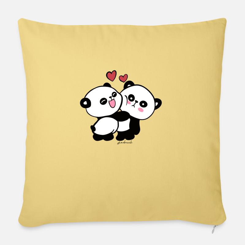 Panda skadouch 2 - Housse de coussin décorative 45 x 45 cm - jaune délavé