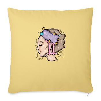 Signe du zodiaque Gémeaux. Horoscope met en vedette le visage de la femme. - Housse de coussin décorative 45 x 45 cm - jaune délavé - Devant